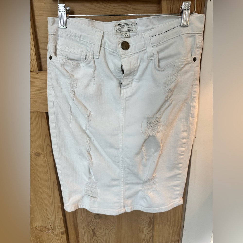 CURRENT / ELLIOTT rugged white denim pencil skirt